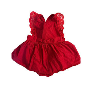 Baby girl Red Lace Trim Romper Bodysuit 9-12 Months